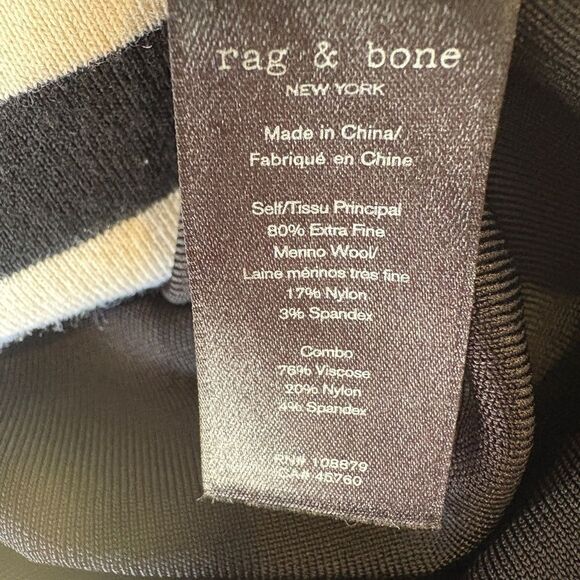 Rag and Bone Sweater Cecilee Merino Wool Striped Black White Size Small Top - Picture 10 of 10